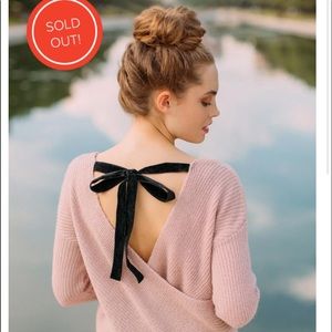 EMELY WRAP VELVET TIE BACK PULLOVER SWEATER